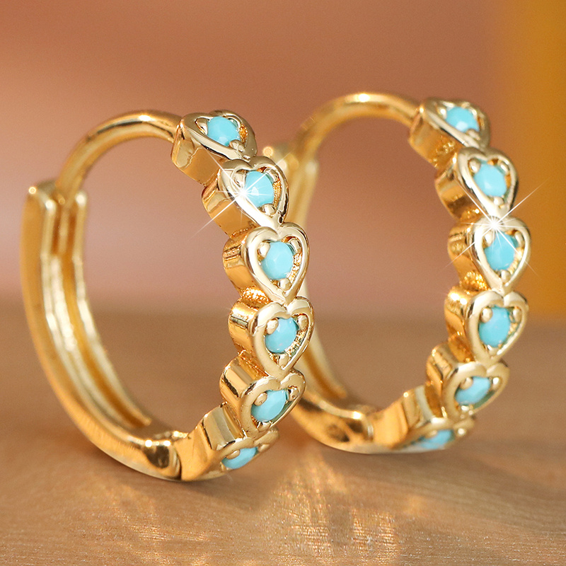 Women's Textured Copper Hollow Round Hoops Set
